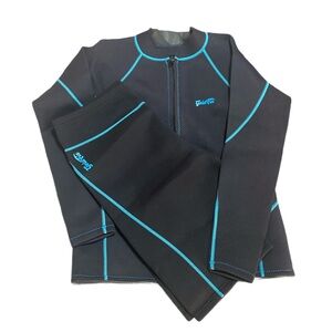 GOLDFIN Womens 4XL Neoprene Wetsuit Jacket Top & Shorts Set Black Teal Swim Zip